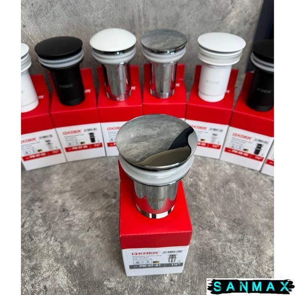 Донний клапан для умивальника з переливом Koer PW-07-01 Хром (KR5782) KR5782 фото