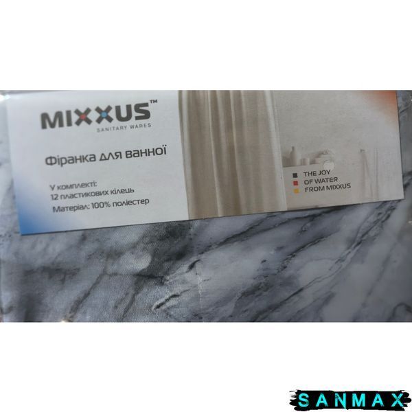 Шторка для ванної Mixxus SCT-009-180x180 з поліестеру (Візерунок "Мармур") (AC3579) AC3579 фото