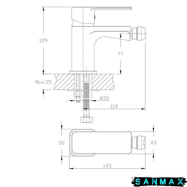 Змішувач для біде Haiba Kubus 002 (HB0796) HB0796 фото
