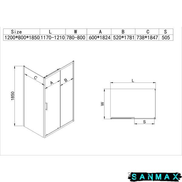 Душова кабіна без піддону Mixxus Hard SC01-120x80x185-TR Хром прозоре скло 5мм (MI8369) MI8369 фото