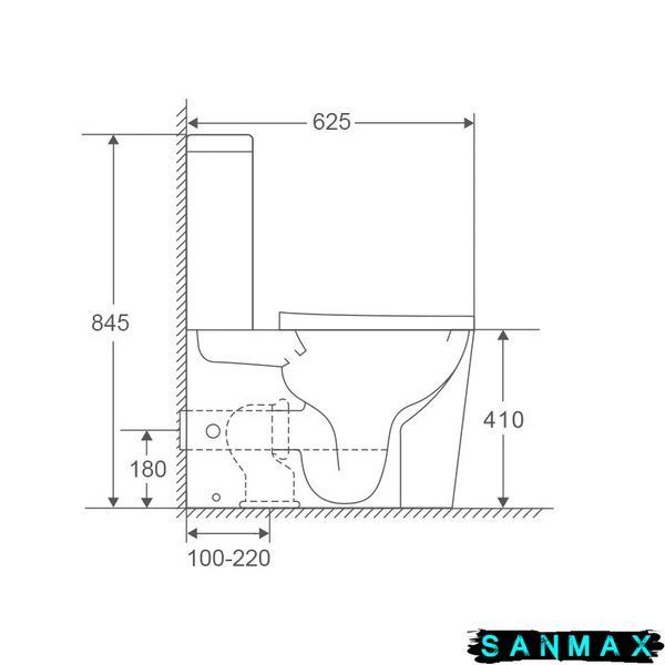 Унітаз-компакт Mixxus Premium Bevel-0401-T1 625x390x845mm, система змиву Tornado 1.0 (MP6473) MP6473 фото
