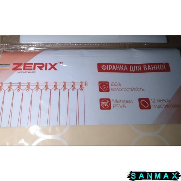 Шторка для ванної Zerix SCP-006-180x180 з PEVA (поліетиленвінілацетату) (Візерунок бежевий) (ZX6079) ZX6079 фото