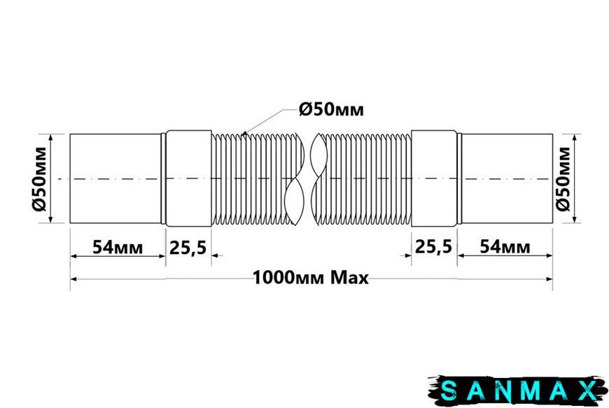 Труба розтяжна 1 м 50х50мм без прокладки FLX501MPP FLX501MPP фото