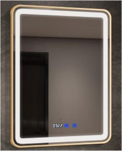 Дзеркало Kraft Premium 80x60 горизонтальне профіль Матове Золото (Led Touch, Anti-fog) (2007-H 8060 gold) 2007-H 8060 gold фото