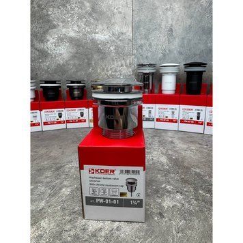 Донний клапан для умивальника універсальний Koer PW-01-01 Хром (KR3400) KR3400 фото