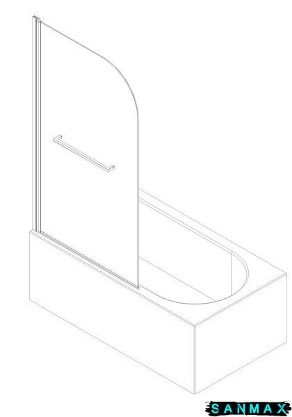 Шторки скляні на ванну Koer SR BS02-80x140-TR-01 прозоре скло 6мм, хром (KR5401) KR5401 фото