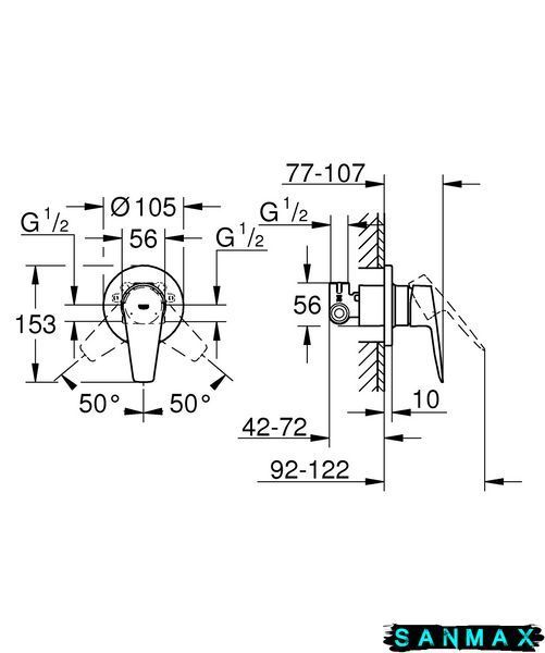 Одноважільний змішувач для душу Grohe BauEdge New (29040001) 29040001 фото
