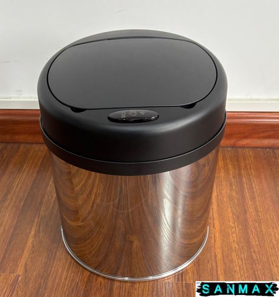 Відро для сміття сенсорне кругле Mixxus Premium Ellipse-TC0109 Хром-Чорний 9л (хром-чорне) (MI7083) MI7083 фото