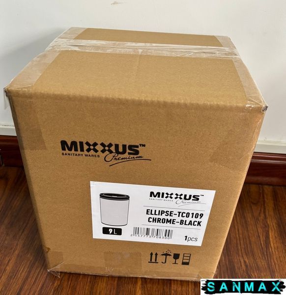 Відро для сміття сенсорне кругле Mixxus Premium Ellipse-TC0109 Хром-Чорний 9л (хром-чорне) (MI7083) MI7083 фото