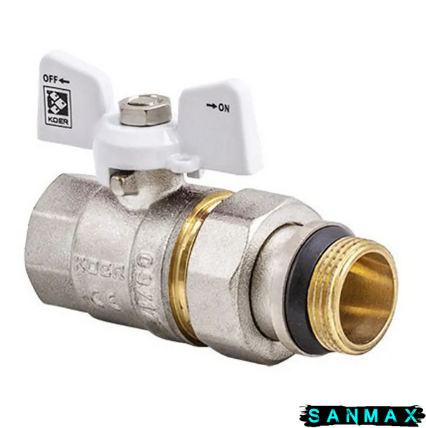 Кран з американкою прямий 3/4 "антіпротечка" Koer KR.227.W-Gi Білий метелик (KR0192) KR0192 фото