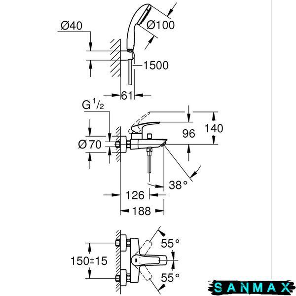 Одноважільний змішувач для ванни Grohe Eurosmart New (33302003) 33302003 фото