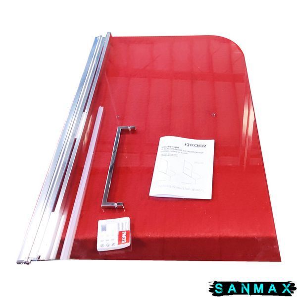 Шторки скляні на ванну Koer SR BS02-80x140-TR-01 прозоре скло 6мм, хром (KR5401) KR5401 фото