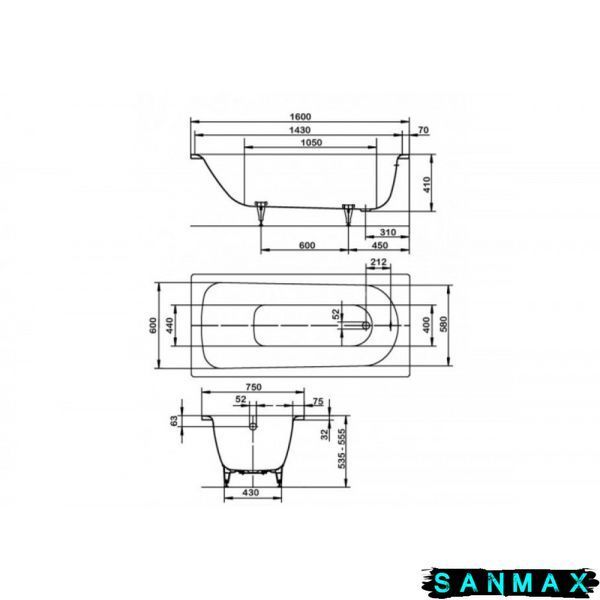 Ванна металева Kaldewei Saniform Plus 160х75 mod 372-1 112500010001 фото