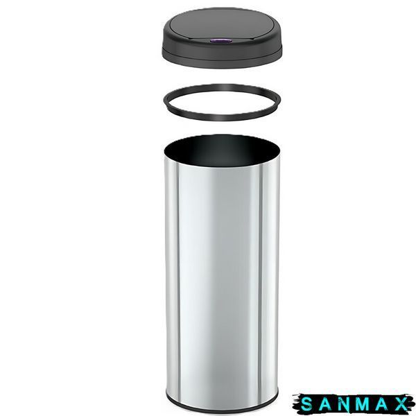 Відро для сміття сенсорне кругле Mixxus Premium Ellipse-TC0109 Хром-Чорний 9л (хром-чорне) (MI7083) MI7083 фото