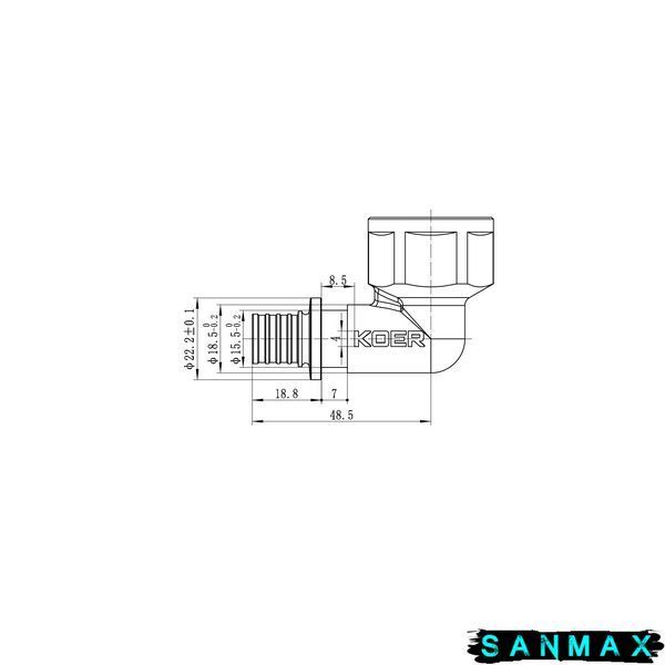 Кутник перехідний з ВР Koer KA.L08F-16 - 16(2.2mm) x 3/4"F (KR4877) KR4877 фото