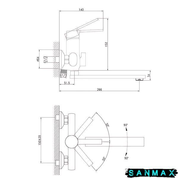 Змішувач для ванни Zerix LOR3-124 (ZX5975) ZX5975 фото