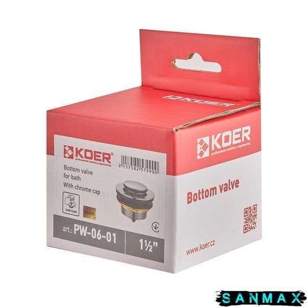 Донний клапан для ванни Koer PW-06-01 1 1/2 Хром (KR5799) KR5799 фото