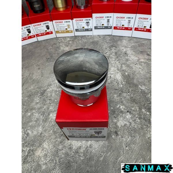 Донний клапан для умивальника універсальний Koer PW-01-01 Хром (KR3400) KR3400 фото