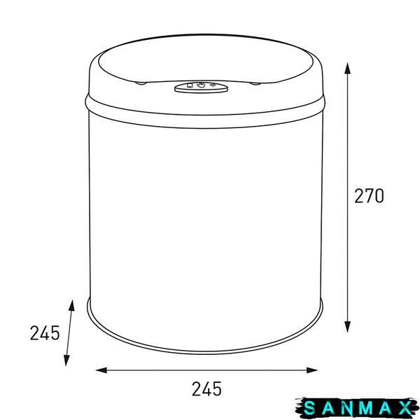 Відро для сміття сенсорне кругле Mixxus Premium Ellipse-TC0109 Хром-Чорний 9л (хром-чорне) (MI7083) MI7083 фото