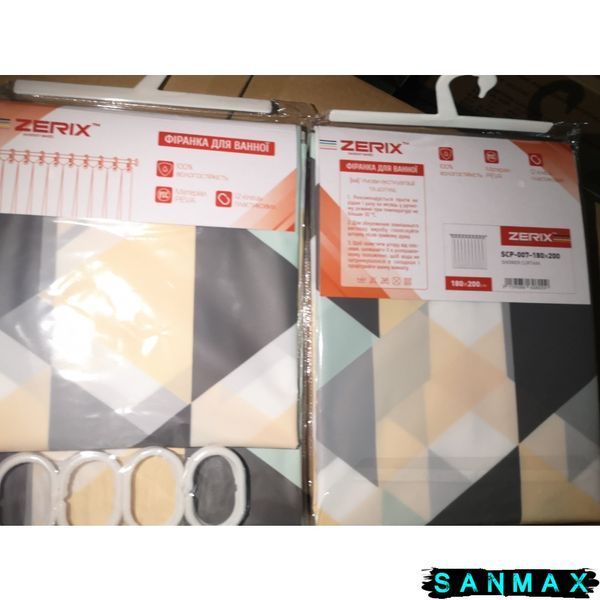 Шторка для ванної Zerix SCP-007-180x200 з PEVA (поліетиленвінілацетату) (Візерунок "Ромби") (ZX6080) ZX6080 фото