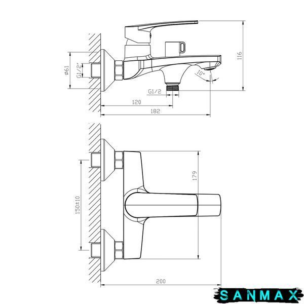 Змішувач для ванни Haiba Troya 009 Euro (HB9661) HB9661 фото