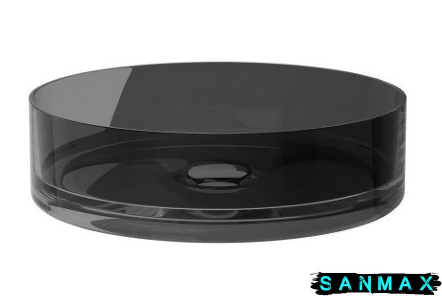 Умивальник на стільницю Besco Enya Carbon Grey 36х36 клік-клак хром #UME-36-CGC фото