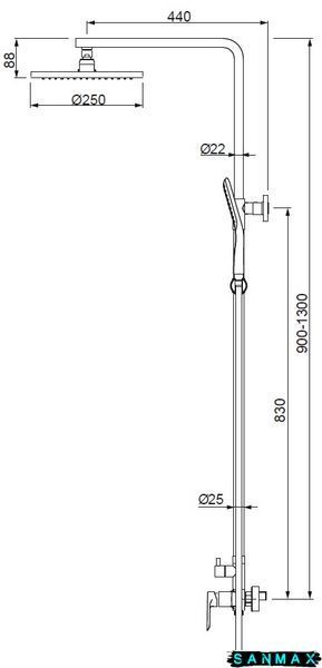 Душова система зі змішувачем Koer KB-52028-05, 2 функції Чорна (KR5310) KR5310 фото