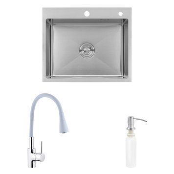 Комплект кухонна мийка Kroner Geb&uuml;rstet-6050HM + змішувач K&uuml;che-C031GRA + дозатор Spender-016 CVS29844 фото