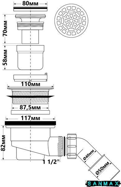 Сифон для піддона 90 коричневий HC27-ABBR HC27-ABBR фото