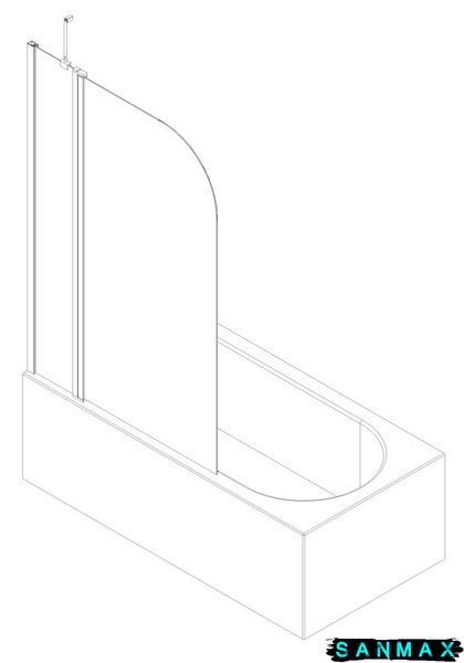 Шторки скляні на ванну Koer SR BS03-95x140-TR-01 прозоре скло 6мм, хром (KR5402) KR5402 фото