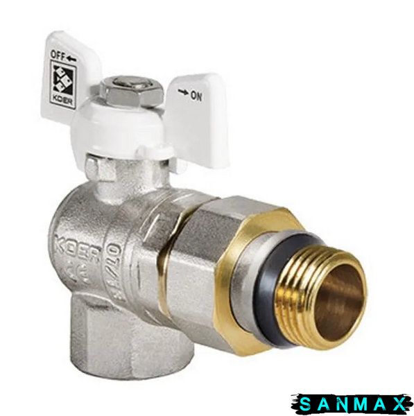 Кран з американкою кутовий 1/2 "антіпротікання" Koer KR.228.W-Gi) Білий метелик (KR0195) KR0195 фото