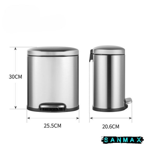 Відро для сміття з плавним закриттям овальне Mixxus Premium Topper-TC0205 SS Color 5л колір нержавійка (MI7059) MI7059 фото