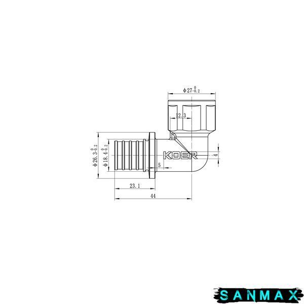 Кутник перехідний з ВР Koer KA.L06F-20 - 20(2.8mm) x 1/2"F (KR4878) KR4878 фото