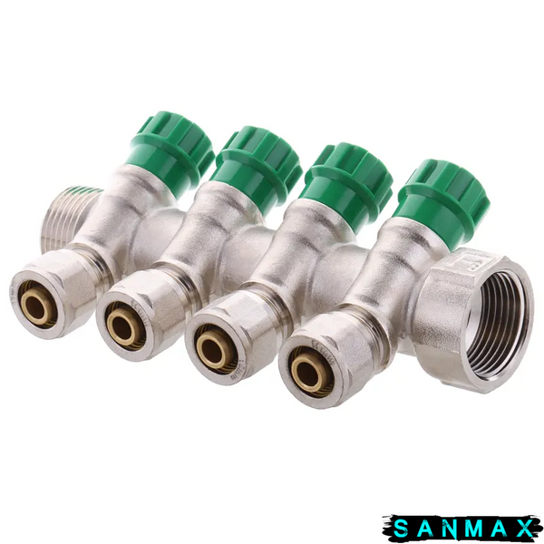 Колектор вентильний з фитингом Koer KR.1124-4 1"x4 ways (KR2834) KR2834 фото