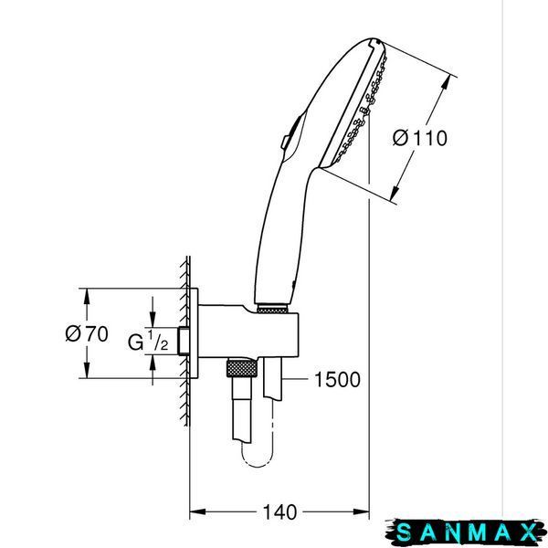 Вбудована душова система Grohe Eurosmart New Tempesta 200 (UA25183003) UA25183003 фото