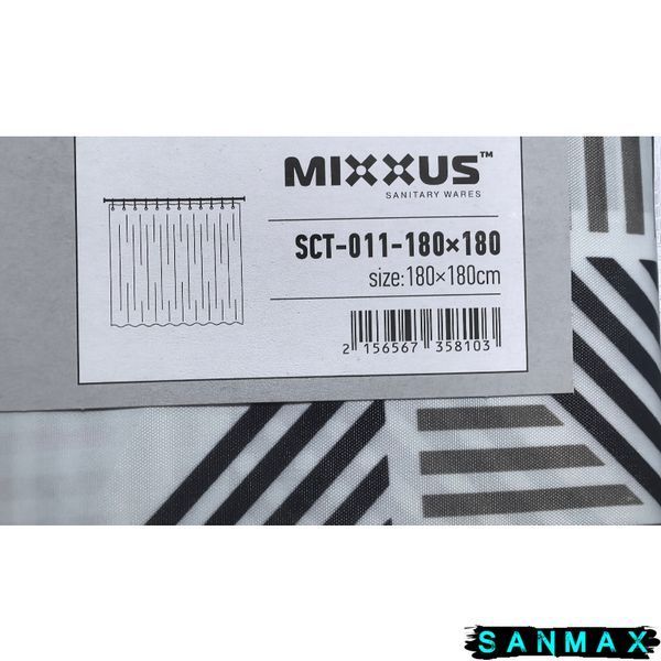 Шторка для ванної Mixxus SCT-011-180x180 з поліестеру (Візерунок "Ромби" сіро-білий) (AC3581) AC3581 фото