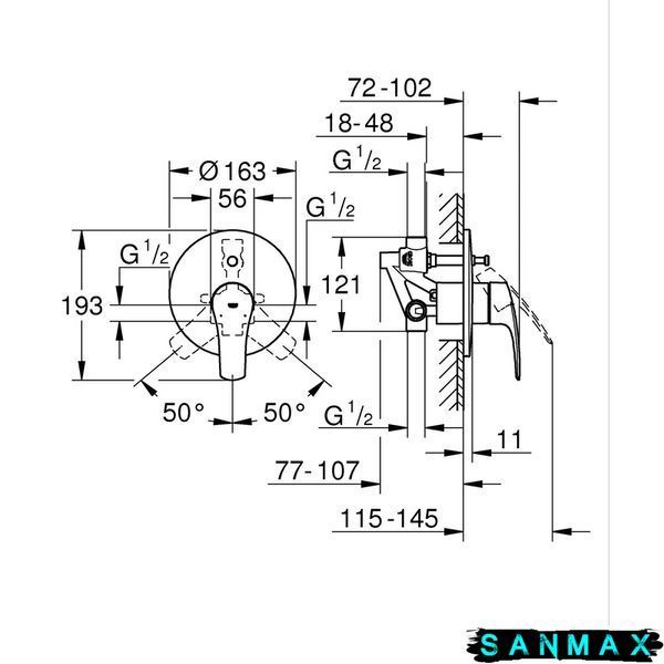 Вбудована душова система Grohe Eurosmart New Tempesta 200 (UA25183003) UA25183003 фото