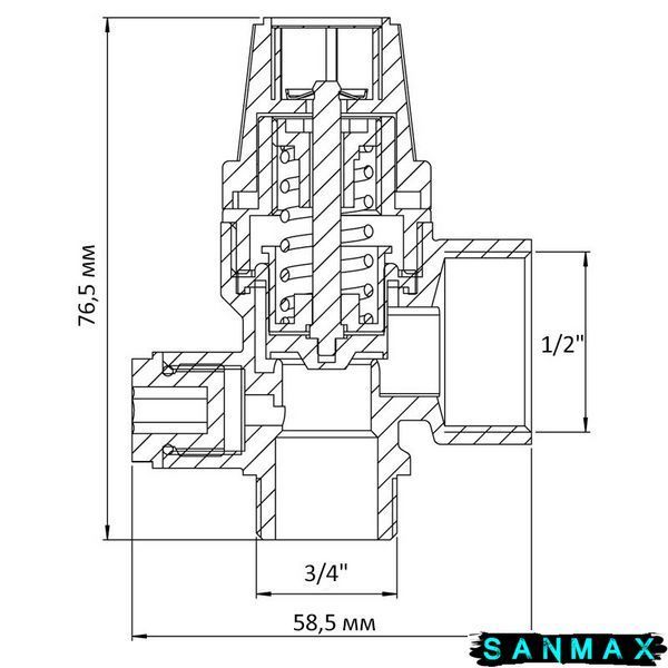 Клапан запобіжний ВЗ 1/2"х3/4" Koer KR.1262 (з вих. для підключ. манометра) (3 бар) (KR3111) KR3111 фото