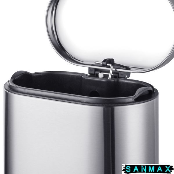 Відро для сміття з плавним закриттям овальне Mixxus Premium Topper-TC0205 SS Color 5л колір нержавійка (MI7059) MI7059 фото