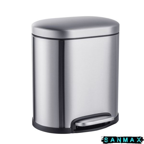 Відро для сміття з плавним закриттям овальне Mixxus Premium Topper-TC0205 SS Color 5л колір нержавійка (MI7059) MI7059 фото