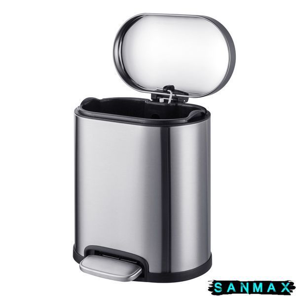 Відро для сміття з плавним закриттям овальне Mixxus Premium Topper-TC0205 SS Color 5л колір нержавійка (MI7059) MI7059 фото