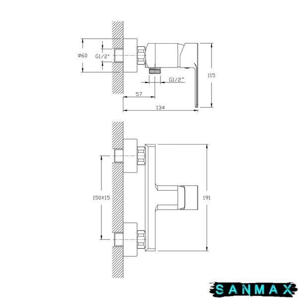 Змішувач для душу Haiba Kubus 003 Хром (HB0797) HB0797 фото