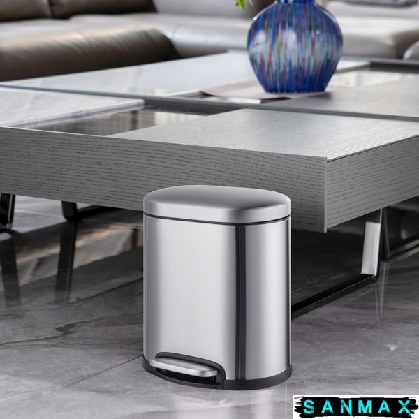 Відро для сміття з плавним закриттям овальне Mixxus Premium Topper-TC0205 SS Color 5л колір нержавійка (MI7059) MI7059 фото