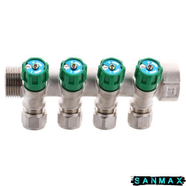 Колектор вентильний з фитингом Koer KR.1124-4 1"x4 ways (KR2834) KR2834 фото
