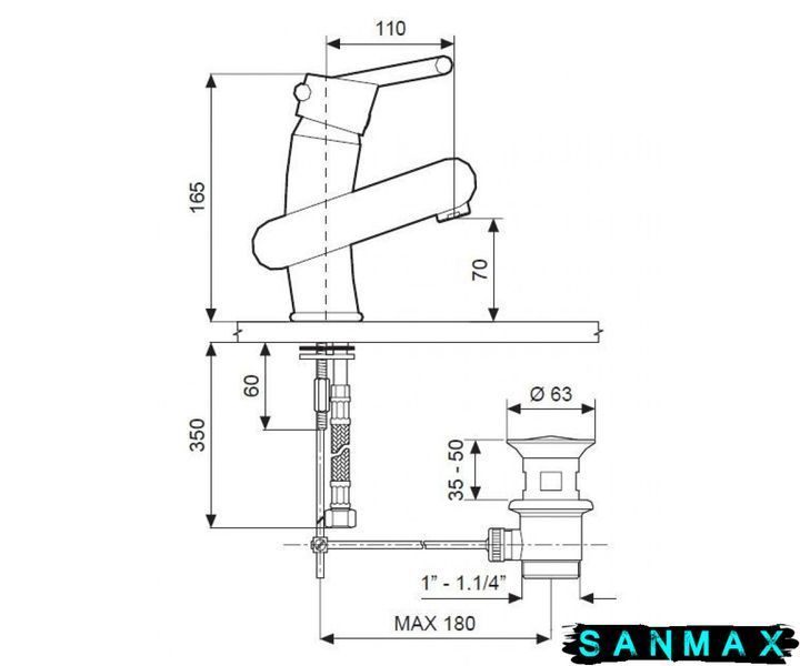 Змішувач Emmevi Twist для умивальника синий CBL6603 CBL6603 фото