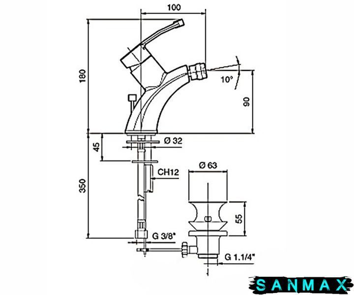 Змішувач Emmevi Planet для умивальника мат-хр SC81003 SC81003 фото