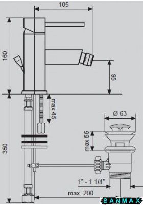 Змішувач Emmevi Piper для біде нікель NS45004 NS45004 фото