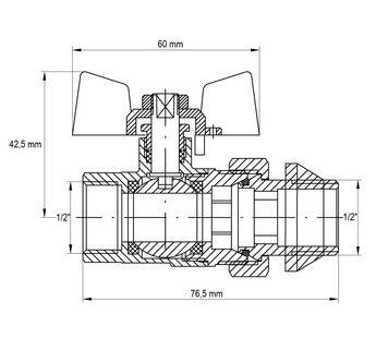 Кран з американкою прямий 1/2 "антіпротікання" Koer KR.227-Gi Червоний метелик (KR0189) KR0189 фото