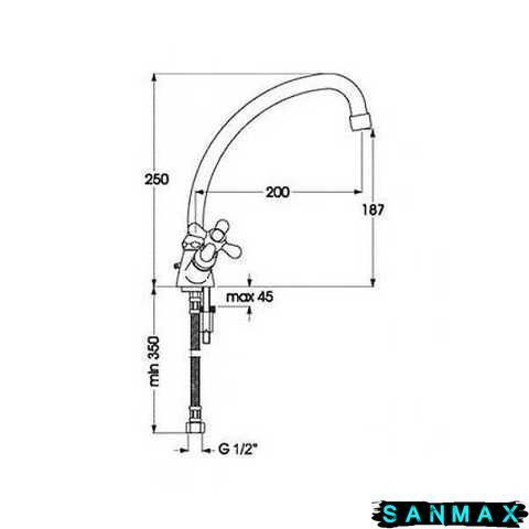 Змішувач Emmevi Deco classic для кухні L200 хр CR12217 CR12217 фото