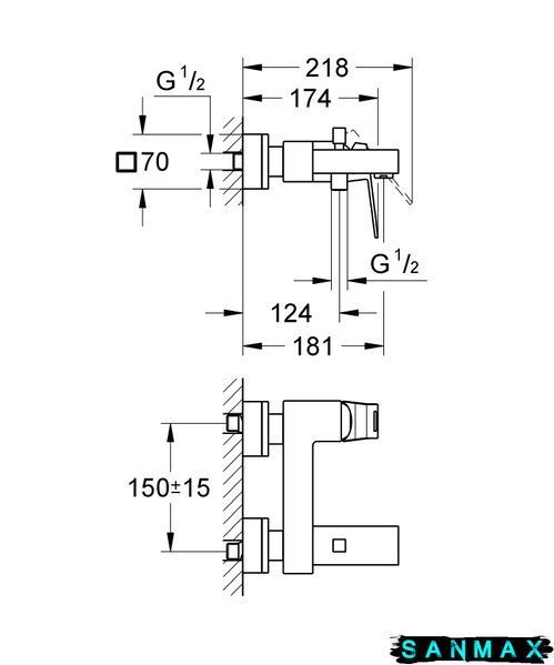 Змішувач для ванни Grohe Eurocube (23140000) 23140000 фото